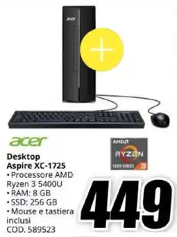 MediaWorld Acer Desktop Aspire XC-1725 offerta