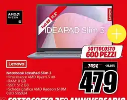 MediaWorld Lenovo Notebook IdeaPad Slim 3 offerta