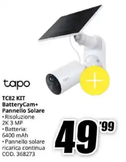 MediaWorld Tapo TC82 KIT BatteryCam+ Pannello Solare offerta