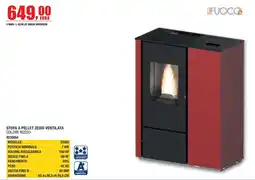 Bricofer Stufa a pellet Zeudi ventilata colore rosso offerta