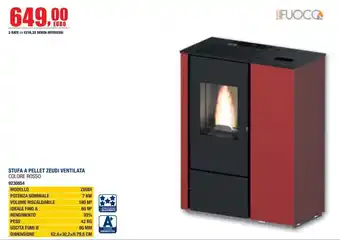 Stufa a pellet Zeudi ventilata colore rosso
