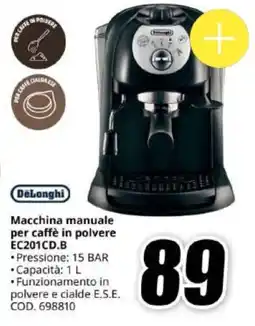 MediaWorld Macchina manuale per caffè in polvere DeLonghi offerta