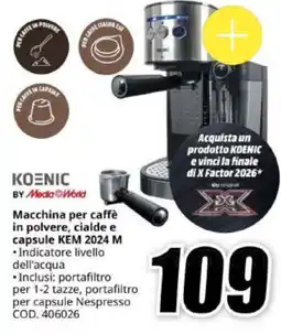 MediaWorld Macchina per caffè Koenic offerta