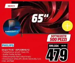 MediaWorld Philips Smart TV 65' offerta