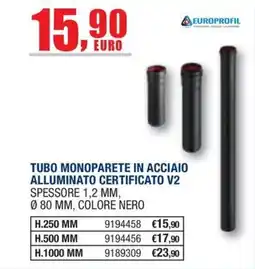 Bricofer Tubo monoparete in acciaio alluminato certificato V2 offerta