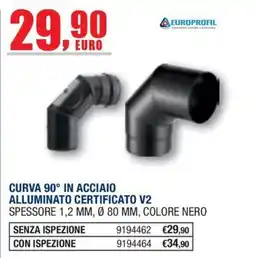 Bricofer Curva 90° in acciaio alluminato certificato V2 offerta