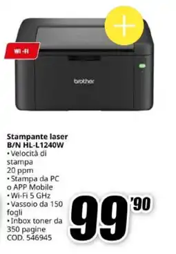 MediaWorld Stampante laser B/N HL-L1240W offerta