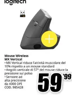 MediaWorld Logitech Mouse Wireless MX Vertical offerta