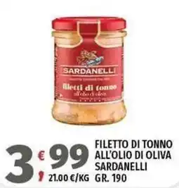Vivo Supermercati Filetto di tonno all'olio di oliva Sardanelli offerta