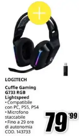 MediaWorld Logitech Cuffie Gaming G733 RGB Lightspeed offerta
