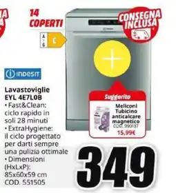 MediaWorld Lavastoviglie Indesit EYL 4E7L0B offerta