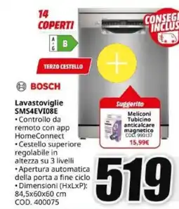 MediaWorld Lavastoviglie Bosch SMS4EVI08E offerta