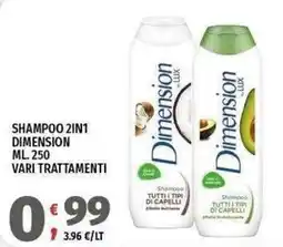 Vivo Supermercati Shampoo 2in1 Dimension offerta