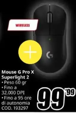 MediaWorld Mouse Logitech G Pro X Superlight 2 offerta
