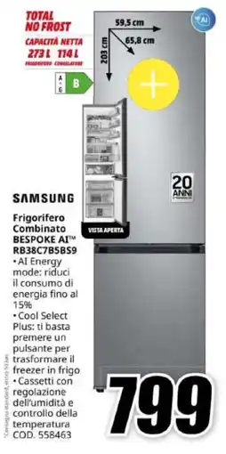 MediaWorld Samsung Frigorifero Combinato BESPOKE AI™ offerta