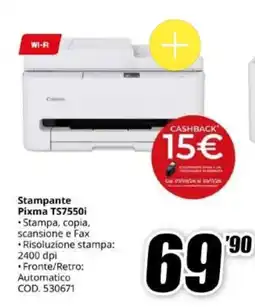MediaWorld Stampante Pixma TS7550i offerta