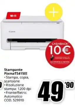 MediaWorld Stampante Canon Pixma TS4150I offerta