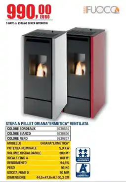 Bricofer Stufa a pellet Oriana"Ermetica" ventilata offerta