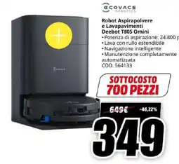 MediaWorld Robot Aspirapolvere e Lavapavimenti Deebot T80S Omini offerta