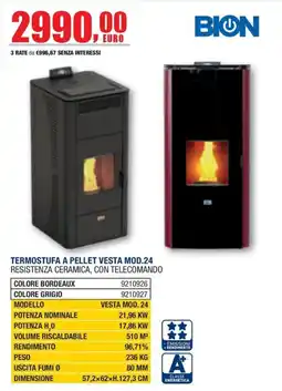Bricofer Termostufa a pellet Vesta Mod.24 Bion offerta