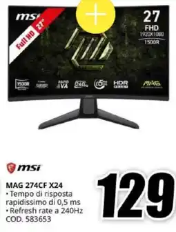 MediaWorld MSI MAG 274CF X24 offerta