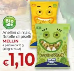 Supermercati Nonna Isa Anellini di mais, Rotelle di piselli Mellin offerta