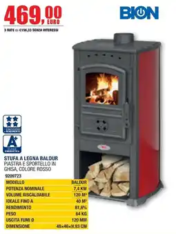 Bricofer Stufa a legna Baldur offerta