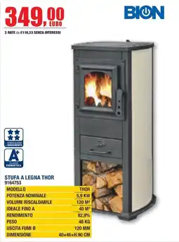 Bricofer Stufa a legna Thor offerta