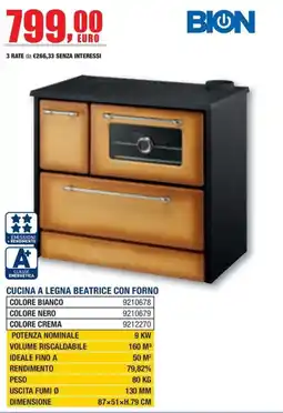 Bricofer Cucina a legna Beatrice con forno Bion offerta