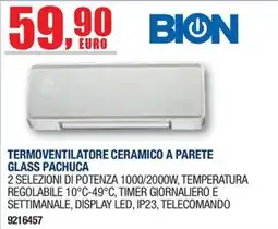 Bricofer Termoventilatore ceramico a parete Glass Pachuca offerta