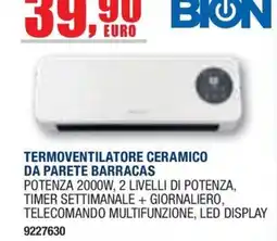 Bricofer Termoventilatore ceramico da parete Barracas offerta