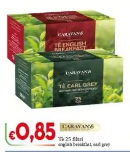 D'Italy Caravan's tè 25 filtri english breakfast, earl grey offerta