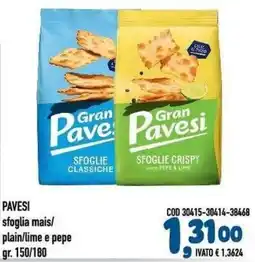 Del Prete Distribuzioni Pavesi sfoglia mais plain/lime e pepe offerta