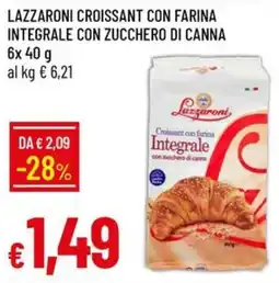 IperFamila Lazzaroni croissant con farina integrale con zucchero di canna offerta