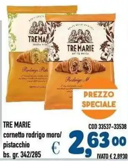 Del Prete Distribuzioni Tre Marie cornetto rodrigo moro/pistacchio offerta