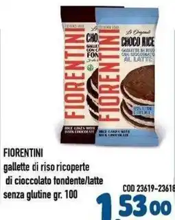 Del Prete Distribuzioni Fiorentini gallette di riso ricoperte di cioccolato fondente/latte offerta