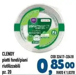 Del Prete Distribuzioni Clendy piatti fondi/piani riutilizzabili offerta