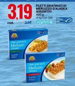 Eurospin FILETTI GRATINATI DI MERLUZZO D'ALASKA ASSORTITI offerta