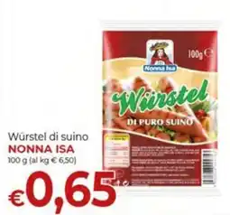 Supermercati Nonna Isa Würstel di suino Nonna Isa offerta