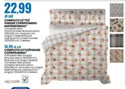Eurospin COMPLETO LETTO/PARURE COPRIPIUMINO MATRIMONIALE offerta
