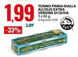 Eurospin TONNO PINNA GIALLA ALL'OLIO EXTRA VERGINE DI OLIVA offerta