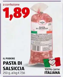 ALDI IL PODERE PASTA DI SALSICCIA offerta