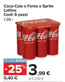 Carrefour Coca-Cola o Fanta o Sprite Lattine offerta