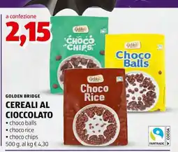 ALDI GOLDEN BRIDGE CEREALI AL CIOCCOLATO offerta