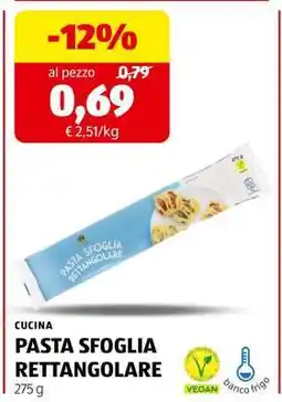 ALDI CUCINA PASTA SFOGLIA RETTANGOLARE offerta