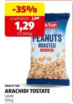 ALDI SNACK FUN ARACHIDI TOSTATE offerta