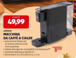 ALDI AMBIANO MACCHINA DA CAFFÈ A CIALDE offerta