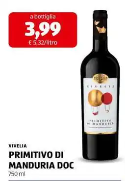 ALDI VIVELIA PRIMITIVO DI MANDURIA DOC offerta