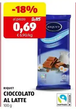 ALDI RIQUET CIOCCOLATO AL LATTE offerta