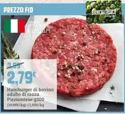 Banco Fresco Hamburger di bovino adulto di razza Piemontese offerta